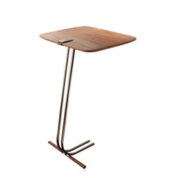 Mesa L50 Lateral Aproximação Sofá Madeira Base Café - 1