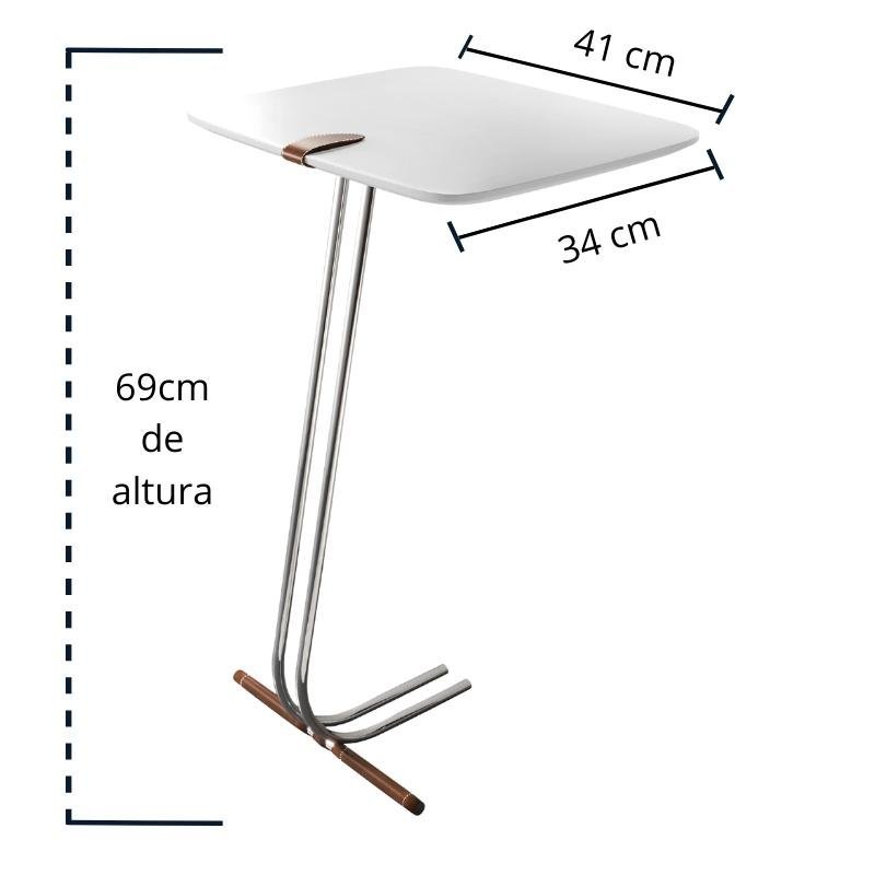 Mesa L50 Lateral Aproximação Sofá Madeira Base Café - 3