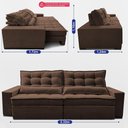 Ver imagem 4 de Sofá Retrátil e Reclinável 2,32m Molas Ensacadas Belle Boucle Marrom Cama Inbox