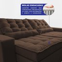 Ver imagem 2 de Sofá Retrátil e Reclinável 2,32m Molas Ensacadas Belle Boucle Marrom Cama Inbox