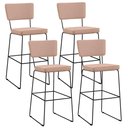 Ver imagem 1 de Kit 4 Banquetas Alta para Cozinha Sala de Jantar Base em Aço Fixa Allana L02 Linho Rosê - Lyam