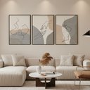 Ver imagem 1 de Kit 3 Quadros Casal Linhas Curvas Moldura:preta