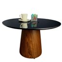 Ver imagem 1 de Mesa De Centro Cone Tampo 70cm Em Mdf Laqueado E Base Em Madeira Natural Pau Ferro Preto