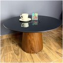 Ver imagem 2 de Mesa De Centro Cone Tampo 70cm Em Mdf Laqueado E Base Em Madeira Natural Pau Ferro Preto