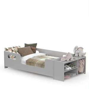 Cama Infantil Aconchego com Grades e Sapateira Cinza