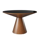Ver imagem 1 de Mesa de Jantar Madri Cone Chanfrada Redonda Nozes 1.30 Cm Vidro Preto