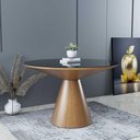 Ver imagem 2 de Mesa de Jantar Madri Cone Chanfrada Redonda Nozes 1.30 Cm Vidro Preto