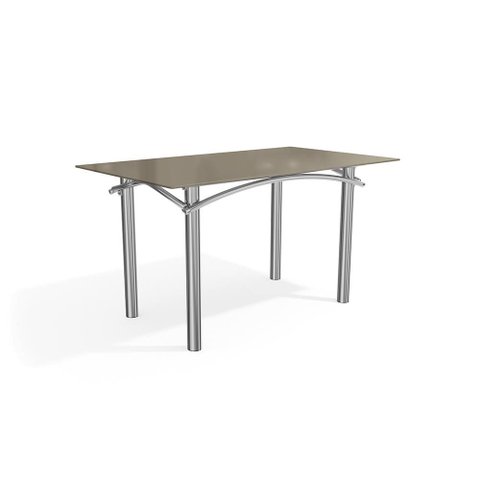 Mesa Elba Kappesberg Cromada com Tampo de Vidro Bronze 140cm