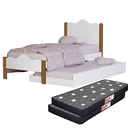 Ver imagem 1 de Cama Solteiro Nina com Auxiliar e 2 Colchões Solteiro D20 Cor Branco com Nature