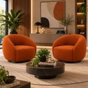 Ver imagem 1 de Kit 2 Poltrona Giratória 360° Orgânica Bouclé Sala Nuvem:Bouclê/Terra Cota