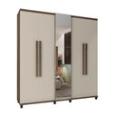 Ver imagem 1 de Guarda Roupa Casal Âmbar 5 Portas de Bater 3 Gavetas com Espelho Freijó Off White RV Móveis