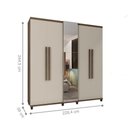 Ver imagem 2 de Guarda Roupa Casal Âmbar 5 Portas de Bater 3 Gavetas com Espelho Freijó Off White RV Móveis