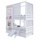 Ver imagem 5 de Treliche Casinha Reta com 02 Janelas Escorregador e Cortina Madeira Maciça Branco/ Rosa Housin