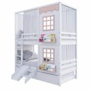 Ver imagem 2 de Treliche Casinha Reta com 02 Janelas Escorregador e Cortina Madeira Maciça Branco/ Rosa Housin