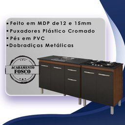 Balcao Pia 120cm e Cooktop 4 Bocas Savana Preto Mobbs - 3