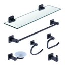 Ver imagem 1 de Kit Acessórios de Banheiro Lavabo 6 Peças Preto Fosco Luxo Ikab01