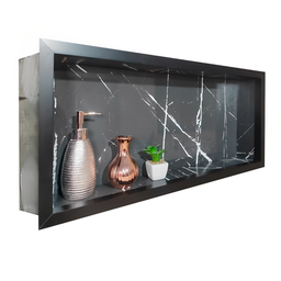 Nicho de Porcelanato Preto Rajado Branco Polido 60x32cm - 2