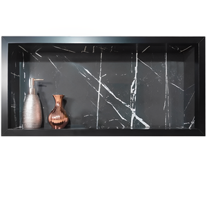 Nicho de Porcelanato Preto Rajado Branco Polido 60x32cm