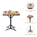 Ver imagem 2 de Mesa de Jantar Quadrada Estilo Industrial em Aço e Madeira Maciça 60x60 cm
