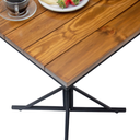 Ver imagem 4 de Mesa de Jantar Quadrada Estilo Industrial em Aço e Madeira Maciça 60x60 cm