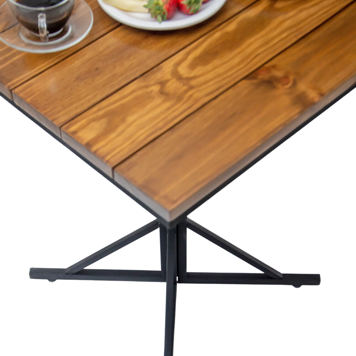 Mesa de jantar Quadrada para 4 Cadeiras Estilo Industrial em Aço e Madeira maciça 60x60 cm - 4