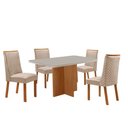 Ver imagem 2 de Mesa de Jantar Olimpia 120cm Tampo MDF Vidro com 4 Cadeiras Yasmin