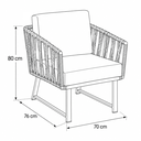 Ver imagem 4 de Conjunto Sofa + 2 Poltronas Tricô Náutico Alumínio Resistente Aquablock Área Gourmet Jardim:Champanh