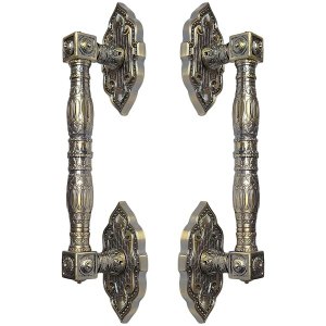 Puxador Duplo Vienna 368mm Bronze Antigo Porta Pivotante Correr Passagem Madeira Vidro  Rústico