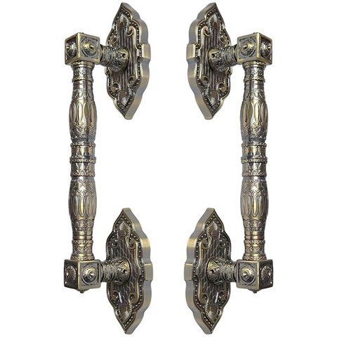 Puxador Duplo Vienna 368mm Bronze Antigo Porta Pivotante Correr Passagem Madeira Vidro  Rústico