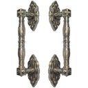 Ver imagem 1 de Puxador Duplo Vienna 368mm Bronze Antigo Porta Pivotante Correr Passagem Madeira Vidro Rústico