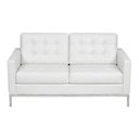 Ver imagem 2 de Sofá Fk 2 Lugares Couro Sintético Linha Premium Design Modernista Sala Escritório Recepção - Branco