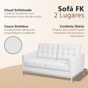 Ver imagem 3 de Sofá Fk 2 Lugares Couro Sintético Linha Premium Design Modernista Sala Escritório Recepção - Branco