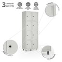 Ver imagem 5 de Armário Roupeiro Locker Guarda-Volume de Aço 8 Portas Pequenas com Fecho para Cadeado Vestiário Academia Cinza