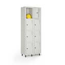 Ver imagem 4 de Armário Roupeiro Locker Guarda-Volume de Aço 8 Portas Pequenas com Fecho para Cadeado Vestiário Academia Cinza
