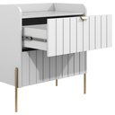 Ver imagem 6 de Mesa de Cabeceira Branco em Madeira Mdf Moriah 60cm Pés de Ferro Dourado