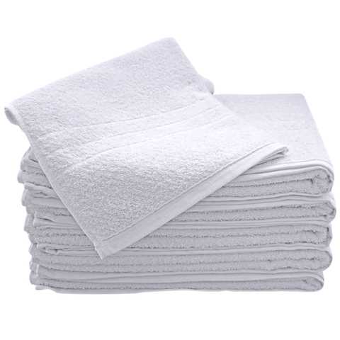 Kit 6 Toalhas de Banho Linha Hotel 70x140 Branco 90% Algodão e 10% Poliéster Flabom