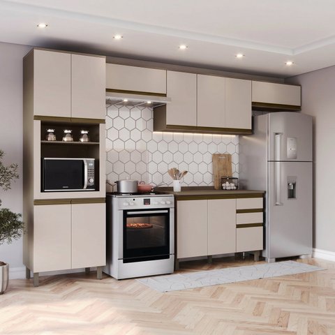 Cozinha Compacta 5 Peças 100% MDF com Torre Quente 1 Forno Connect