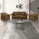 Ver imagem 2 de Kit 2 Poltronas E Sofá 2 Lugares 1,60m Pés Castanho Caramelo