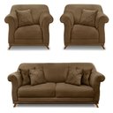 Ver imagem 1 de Kit 2 Poltronas E Sofá 2 Lugares 1,60m Pés Castanho Caramelo