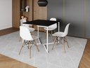 Ver imagem 1 de Mesa Industrial Base Ferro Branco em V Tampo 90x90 Preto 4 Cadeiras Eames Madeira Assento Branco