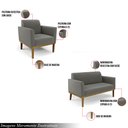 Ver imagem 3 de Conjunto Poltrona e Namoradeira Decorativa Isabella Pés Fixo em Madeira Castanho Suede Grafite G19 -