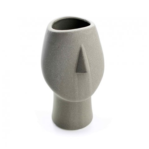 Vaso Decorativo Rosto Cinza Escuro em Cerâmica 25,5x26cm - D’Rossi