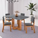 Ver imagem 1 de Conjunto Sala de Jantar 4 Lugares Retangular MDF Talk Mel e Cinza
