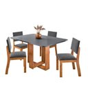 Ver imagem 2 de Conjunto Sala de Jantar 4 Lugares Retangular MDF Talk Mel e Cinza