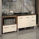 Ver imagem 2 de Cozinha Armário Balcão Gabinete de Pia Aline 120 Cm e Balcão Evelyn para Fogão Cooktop 4 Bocas e For