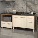 Ver imagem 3 de Cozinha Armário Balcão Gabinete de Pia Aline 120 Cm e Balcão Evelyn para Fogão Cooktop 4 Bocas e For