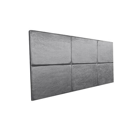 Cabeceira Estofada Casal 6 Blocos Não É Segredo Veludo Cristal Cinza 140x60