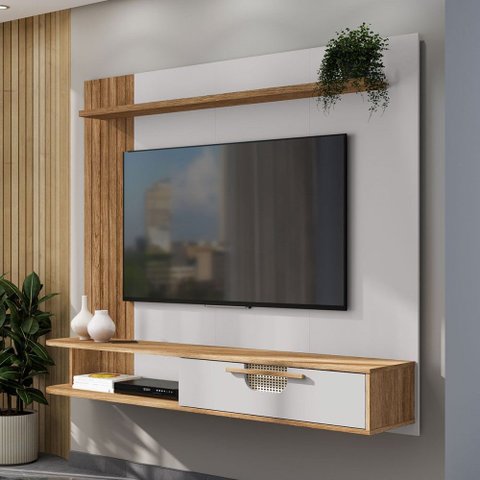 Painel para Tv até 65 Polegadas Jeri 1 Porta Cinamomo/off White - Móveis Bechara