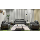 Ver imagem 1 de Sc-2312 Sofá 2m com 2 Poltronas Cinza Material Ecológico Sala Escritório Conforto Luxo Tv Premium