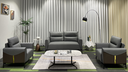 Ver imagem 1 de Sc-2312 Sofá 2m com 2 Poltronas Cinza Material Ecológico Sala Escritório Conforto Luxo Tv Premium